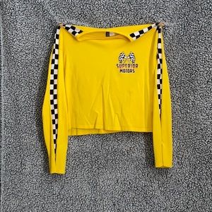 Superior motors long sleeve crop top